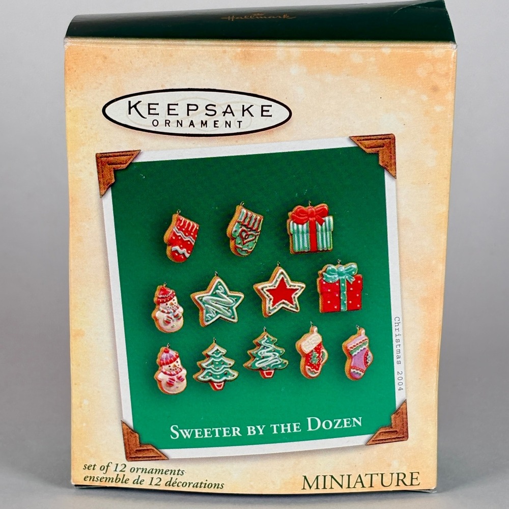 2004 Hallmark Keepsake SWEETER BY THE DOZEN Set of 12 Mini Ornaments in Box